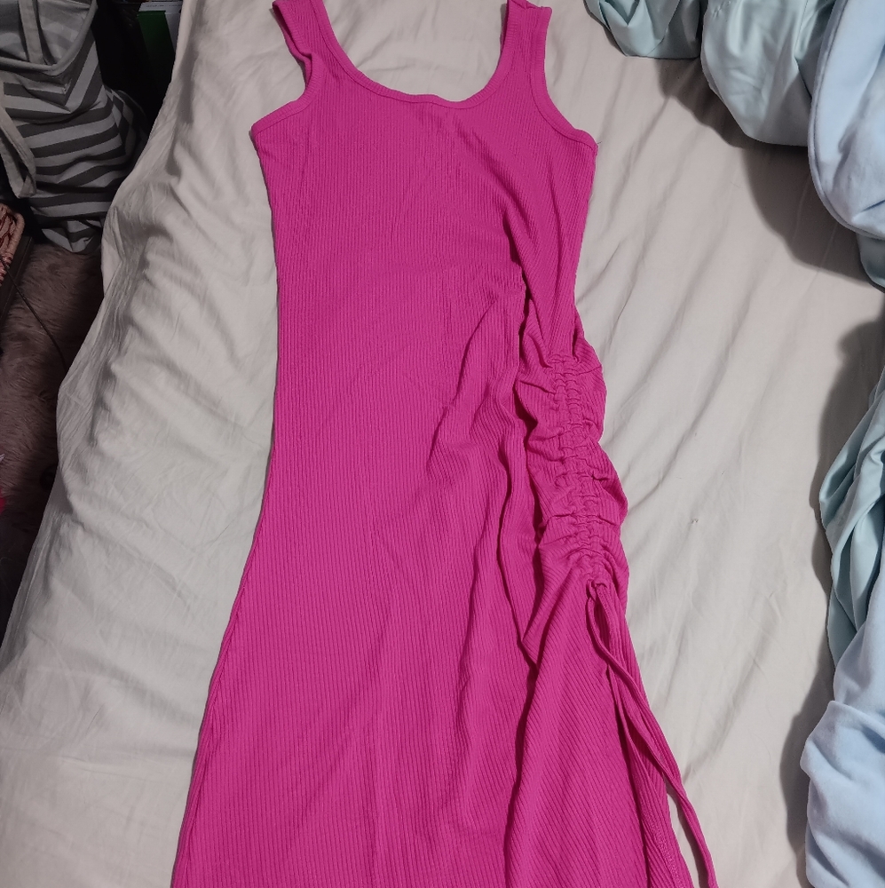 BKE Pink Sleeveless Ruched Dress SIZE Medium
